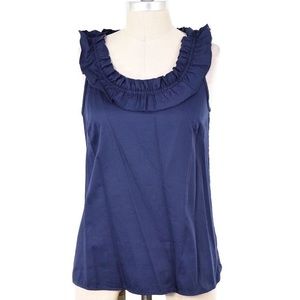 J.Crew Sateen Ruffle Neck Sleeveless Blouse - Sz 2